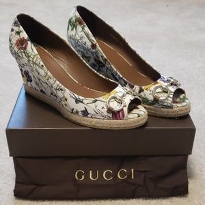 Gucci Flora Wedge Shoes